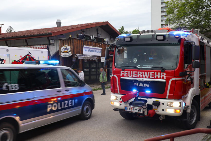 Einsatz der Feuerwehr bei Kleinbrand im Messegelände in Wels-Innenstadt