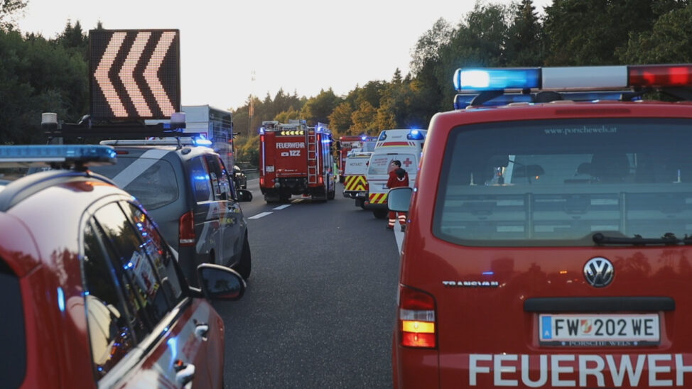 Crash auf Innkreisautobahn bei Wels-Oberthan forderte zwei Leichtverletzte