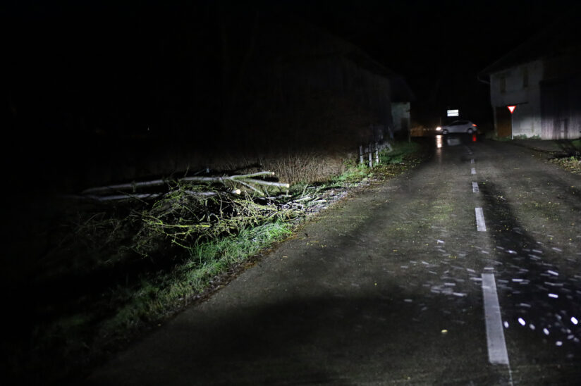 Umgestürzer Baum blockierte Straße in Neukirchen bei Lambach